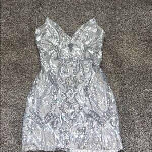 B. Smart Silver Sequin Mini Dress